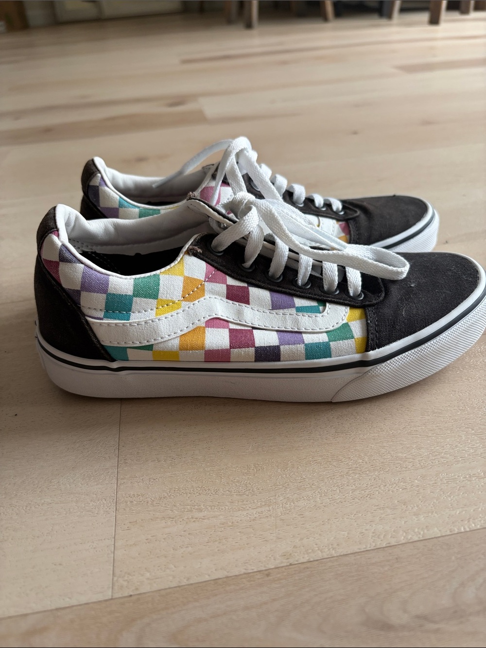 vans ol skool rainbow checker womens sz 6